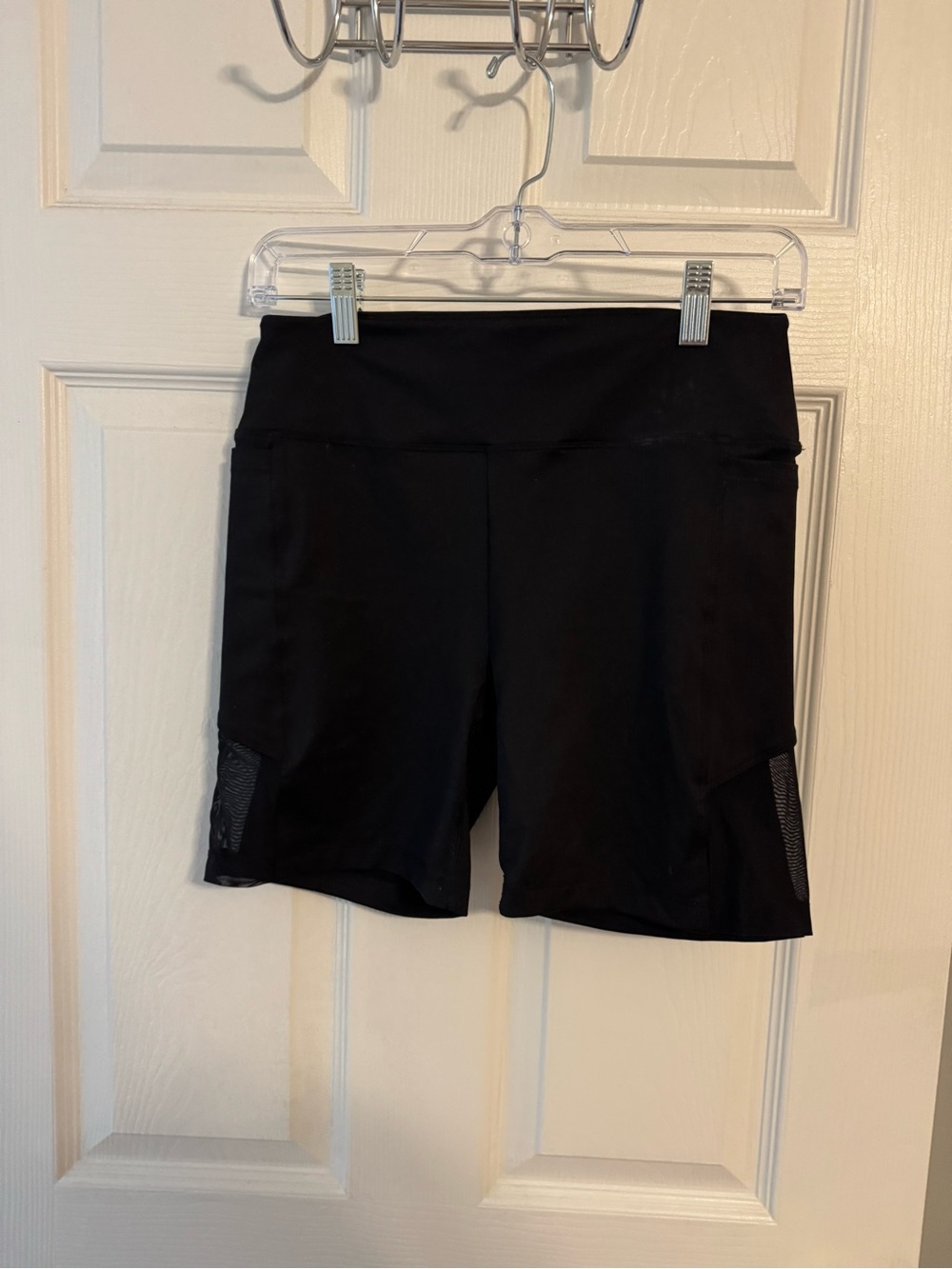 PINK Victoria's Secret Black High-Rise Bike Shorts with Mesh Panels